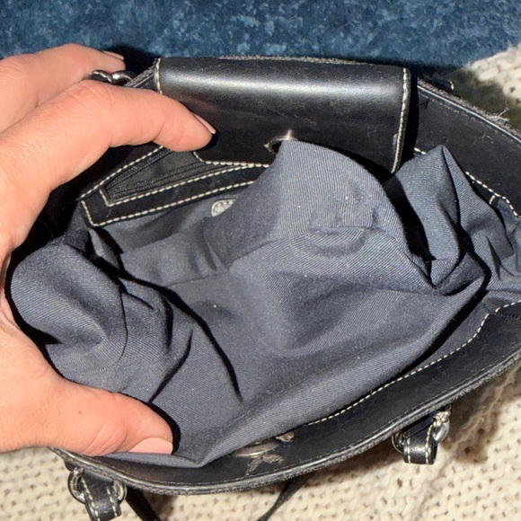 Vintage Coach Signature Black Jacquard Leather Tote Bag 6090 with coach hang tag - Picture 5 of 6